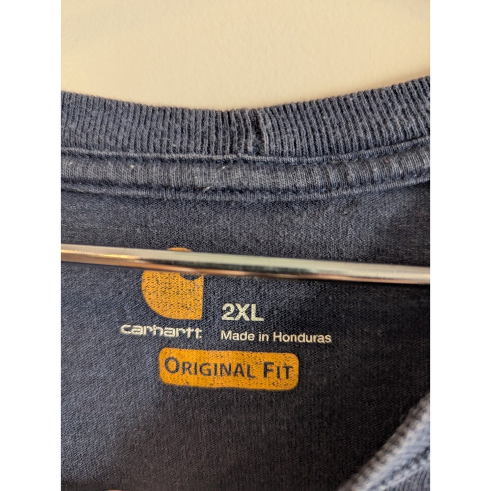 Carhartt Men's 2XL Blue T-Shirt Original Fit Short Sleeve Heavyweight Pocket K87 - Picture 6 of 6